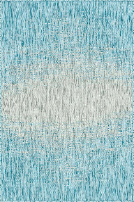 Aqua 4' 1 x 6' 1 Outdoor Modern Rectangle Area Rug Weather Resistant for Patio, Deck, Terrace, Balcony, Porch