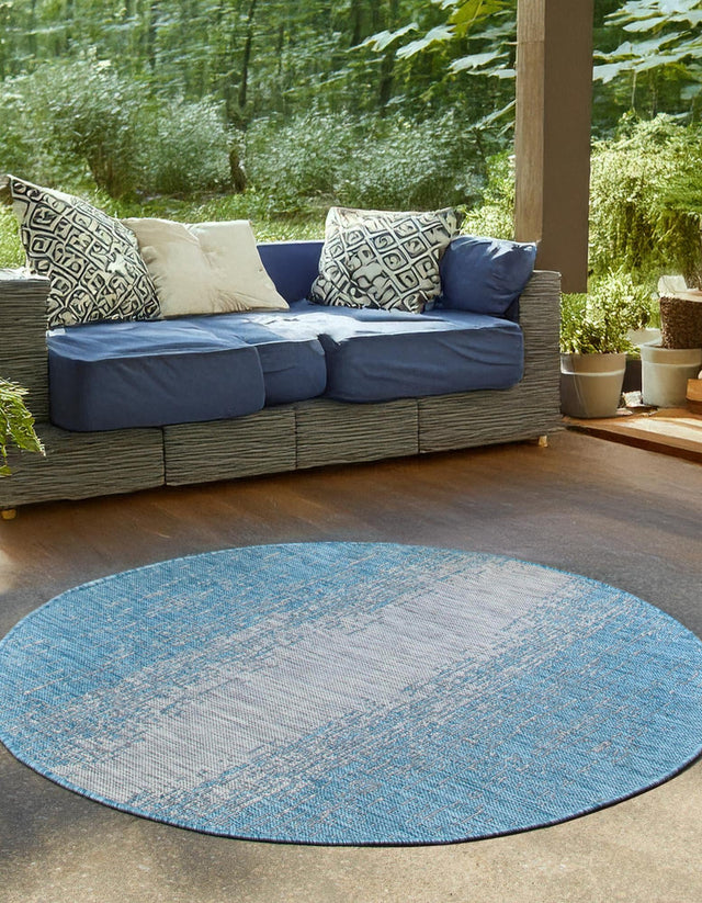 Aqua 13' 1 x 13' 1 Outdoor Modern Round Area Rug Weather Resistant for Patio, Deck, Terrace, Balcony, Porch 100% Polypropylene Modern Outside Carpet for Sale at Rug Engine