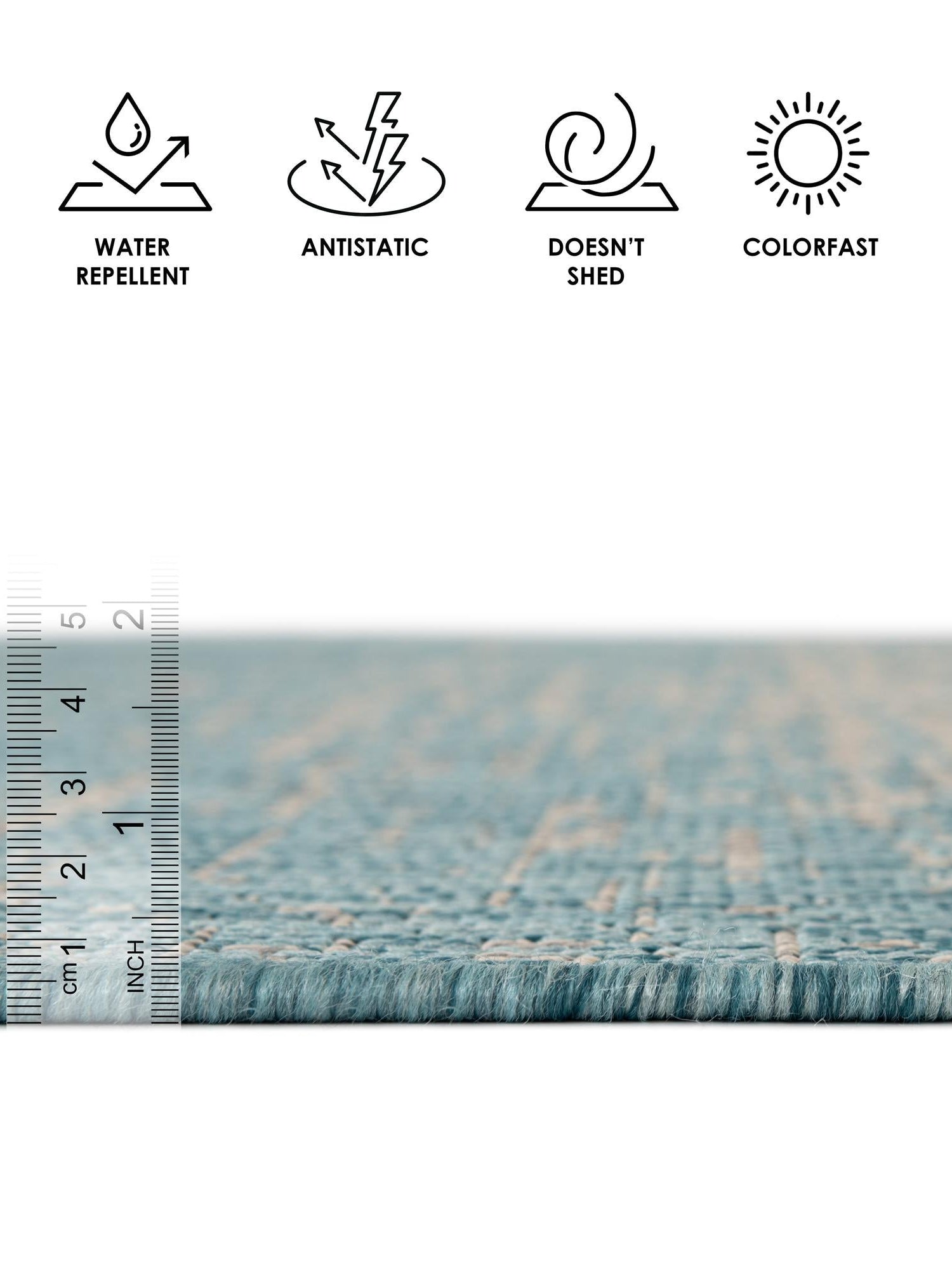 Aqua 4' 1 x 4' 1 Outdoor Modern Round Area Rug Weather Resistant for Patio, Deck, Terrace, Balcony, Porch 100% Polypropylene Modern Outside Carpet for Sale at Rug Engine
