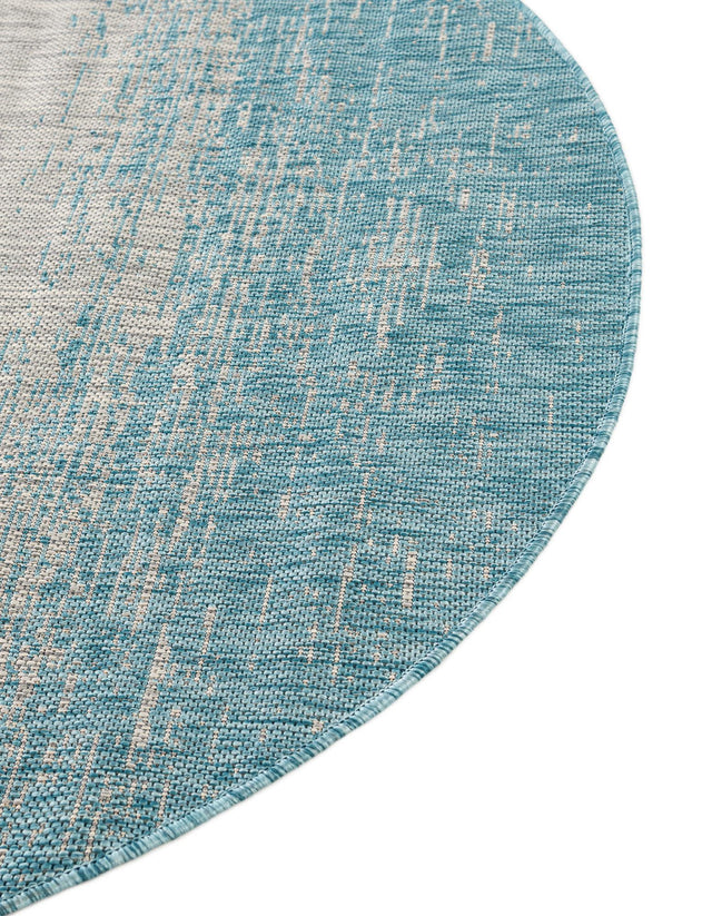 Aqua 10' 8 x 10' 8 Outdoor Modern Round Area Rug Weather Resistant for Patio, Deck, Terrace, Balcony, Porch 100% Polypropylene Modern Outside Carpet for Sale at Rug Engine