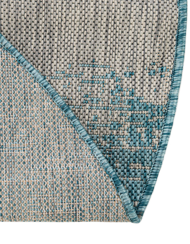 Aqua 10' 8 x 10' 8 Outdoor Modern Round Area Rug Weather Resistant for Patio, Deck, Terrace, Balcony, Porch 100% Polypropylene Modern Outside Carpet for Sale at Rug Engine