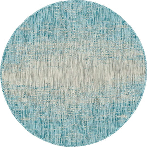 Aqua 4' 1 x 4' 1 Outdoor Modern Round Area Rug Weather Resistant for Patio, Deck, Terrace, Balcony, Porch 100% Polypropylene Modern Outside Carpet for Sale at Rug Engine