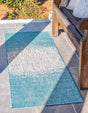Aqua 2' x 6' 1 Outdoor Modern Runner Area Rug Weather Resistant for Patio, Deck, Terrace, Balcony, Porch 100% Polypropylene Modern Outside Carpet for Sale at Rug Engine