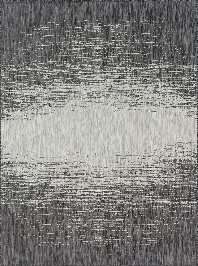 Charcoal Gray 9' x 12' Outdoor Modern Rectangle Area Rug Weather Resistant for Patio, Deck, Terrace, Balcony, Porch 100% Polypropylene Modern Outside Carpet for Sale at Rug Engine