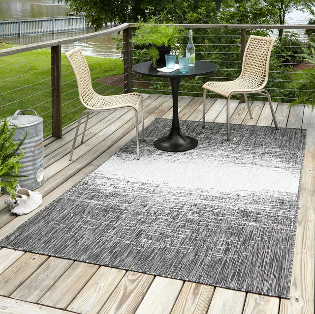 Charcoal Gray 3' 1 x 5' 3 Outdoor Modern Rectangle Area Rug Weather Resistant for Patio, Deck, Terrace, Balcony, Porch 100% Polypropylene Modern Outside Carpet for Sale at Rug Engine