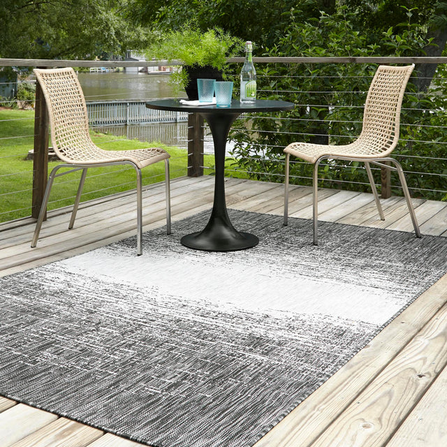 Charcoal Gray 7' 1 x 10' Outdoor Modern Rectangle Rug