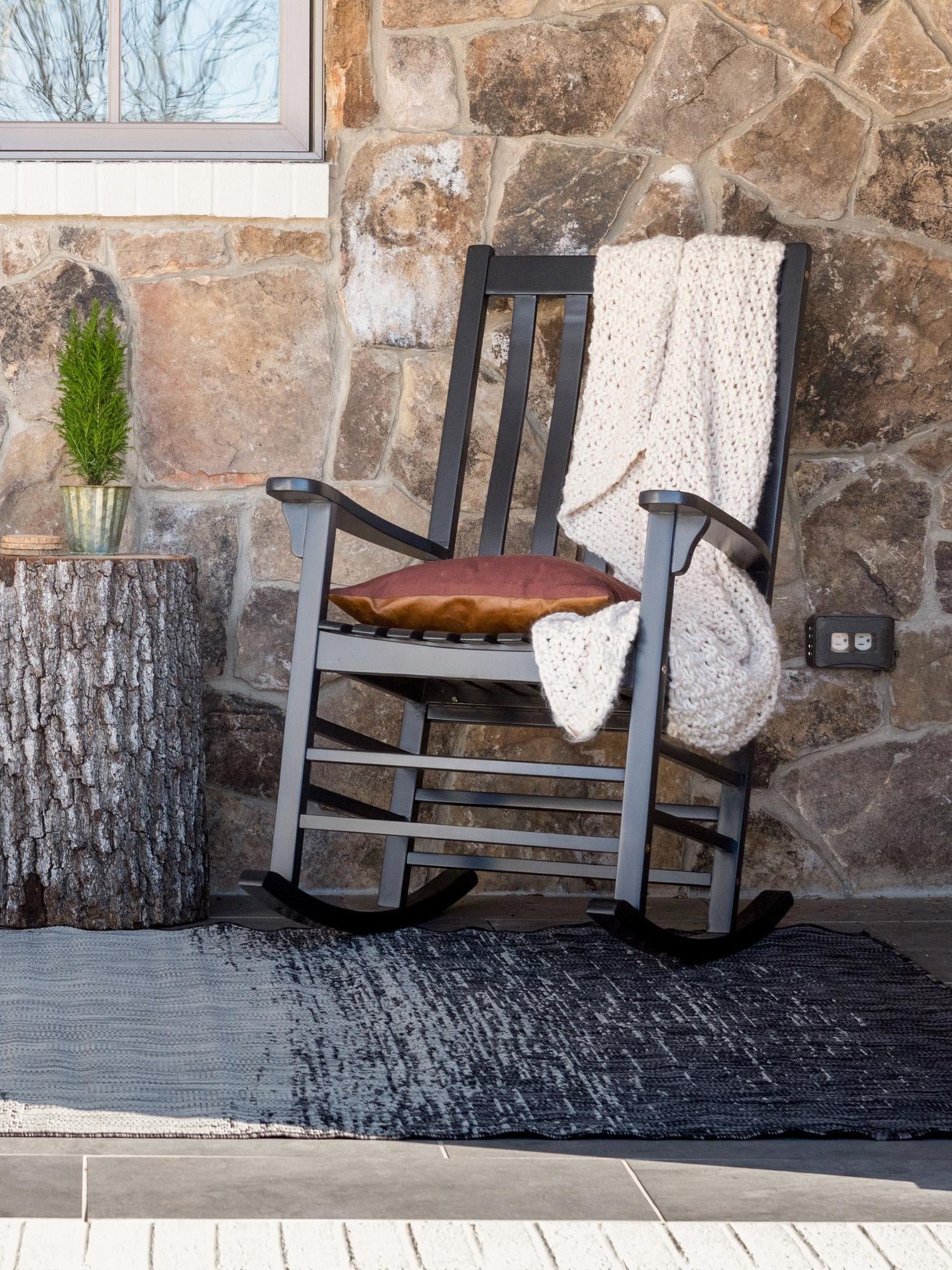Charcoal Gray 7' 1 x 10' Outdoor Modern Rectangle Area Rug Weather Resistant for Patio, Deck, Terrace, Balcony, Porch 100% Polypropylene Modern Outside Carpet for Sale at Rug Engine