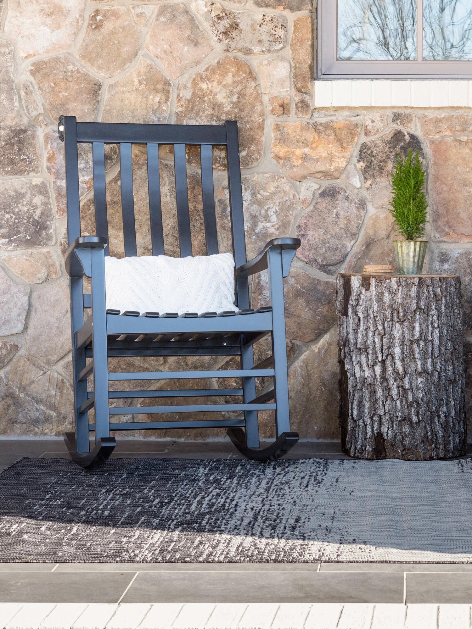 Charcoal Gray 6' 1 x 9' Outdoor Modern Rectangle Area Rug Weather Resistant for Patio, Deck, Terrace, Balcony, Porch 100% Polypropylene Modern Outside Carpet for Sale at Rug Engine