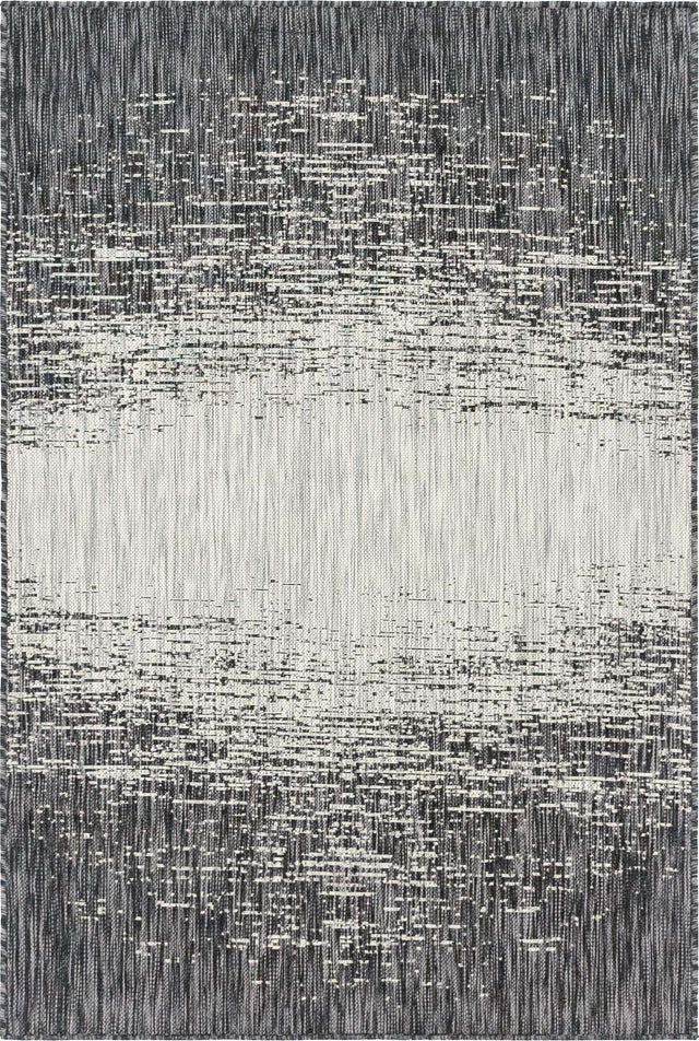 Charcoal Gray 4' 1 x 6' 1 Outdoor Modern Rectangle Area Rug Weather Resistant for Patio, Deck, Terrace, Balcony, Porch 100% Polypropylene Modern Outside Carpet for Sale at Rug Engine