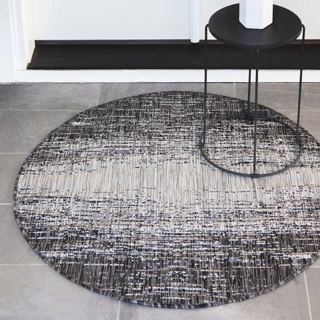 Charcoal Gray 4' 1 x 4' 1 Outdoor Modern Round Area Rug Weather Resistant for Patio, Deck, Terrace, Balcony, Porch