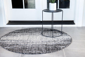 Charcoal Gray 10' 8 x 10' 8 Outdoor Modern Round Area Rug Weather Resistant for Patio, Deck, Terrace, Balcony, Porch 100% Polypropylene Modern Outside Carpet for Sale at Rug Engine