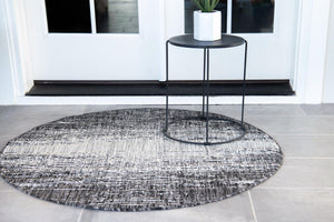 Charcoal Gray 4' 1 x 4' 1 Outdoor Modern Round Area Rug Weather Resistant for Patio, Deck, Terrace, Balcony, Porch