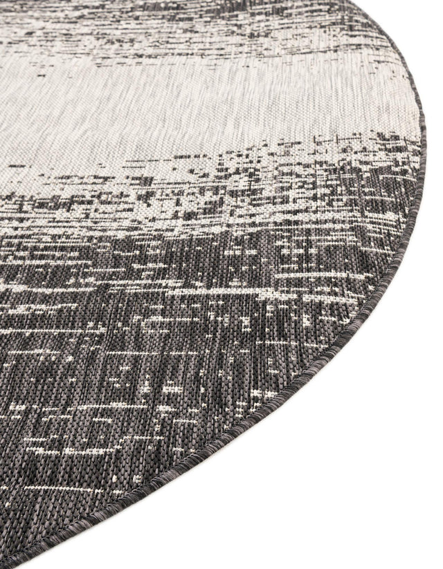 Charcoal Gray 4' 1 x 4' 1 Outdoor Modern Round Area Rug Weather Resistant for Patio, Deck, Terrace, Balcony, Porch