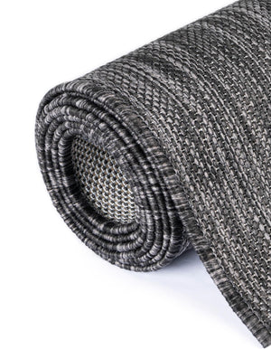 Charcoal Gray 10' 8 x 10' 8 Outdoor Modern Round Area Rug Weather Resistant for Patio, Deck, Terrace, Balcony, Porch 100% Polypropylene Modern Outside Carpet for Sale at Rug Engine