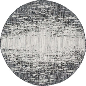 Charcoal Gray 4' 1 x 4' 1 Outdoor Modern Round Area Rug Weather Resistant for Patio, Deck, Terrace, Balcony, Porch