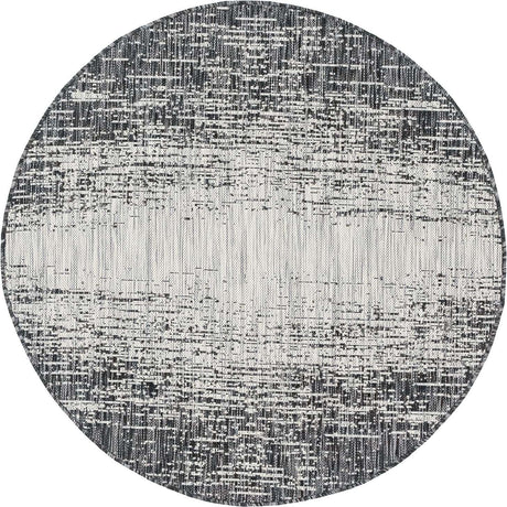 Charcoal Gray 4' 1 x 4' 1 Outdoor Modern Round Area Rug Weather Resistant for Patio, Deck, Terrace, Balcony, Porch