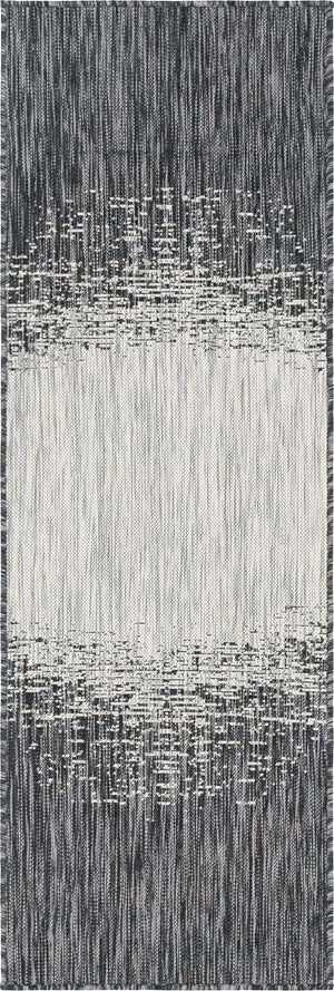 Charcoal Gray 2' x 6' 1 Outdoor Modern Runner Rug