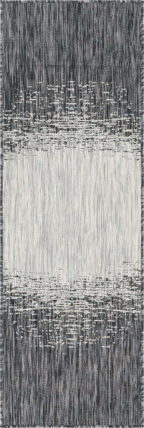 Charcoal Gray 2' x 6' 1 Outdoor Modern Runner Area Rug Weather Resistant for Patio, Deck, Terrace, Balcony, Porch