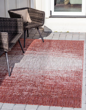 Rust Red 4' 1 x 6' 1 Outdoor Modern Rectangle Area Rug Weather Resistant for Patio, Deck, Terrace, Balcony, Porch 100% Polypropylene Modern Outside Carpet for Sale at Rug Engine