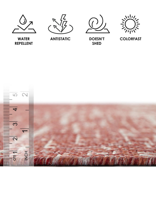 Rust Red 6' 1 x 9' Outdoor Modern Rectangle Area Rug Weather Resistant for Patio, Deck, Terrace, Balcony, Porch 100% Polypropylene Modern Outside Carpet for Sale at Rug Engine