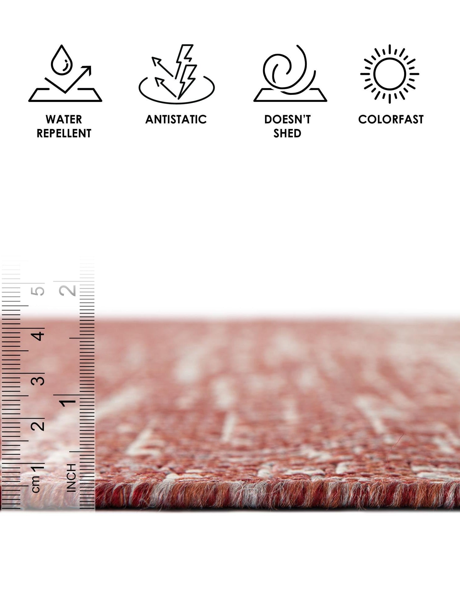 Rust Red 5' 3 x 8' Outdoor Modern Rectangle Area Rug Weather Resistant for Patio, Deck, Terrace, Balcony, Porch 100% Polypropylene Modern Outside Carpet for Sale at Rug Engine