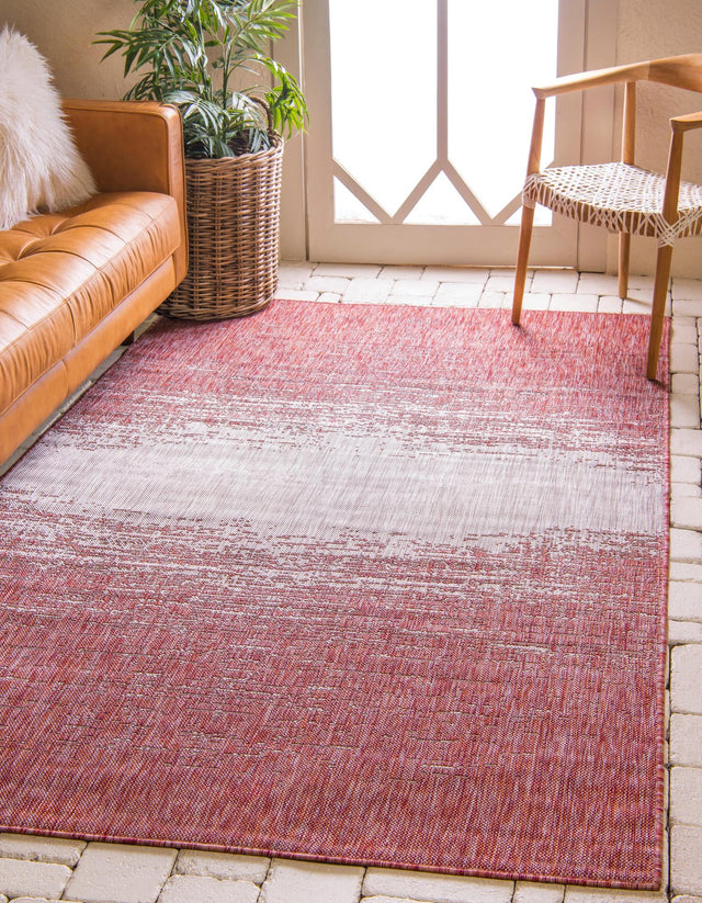 Rust Red 7' 10 x 11' Outdoor Modern Rectangle Area Rug Weather Resistant for Patio, Deck, Terrace, Balcony, Porch 100% Polypropylene Modern Outside Carpet for Sale at Rug Engine