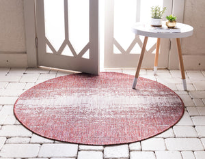 Rust Red 10' 8 x 10' 8 Outdoor Modern Round Area Rug Weather Resistant for Patio, Deck, Terrace, Balcony, Porch 100% Polypropylene Modern Outside Carpet for Sale at Rug Engine