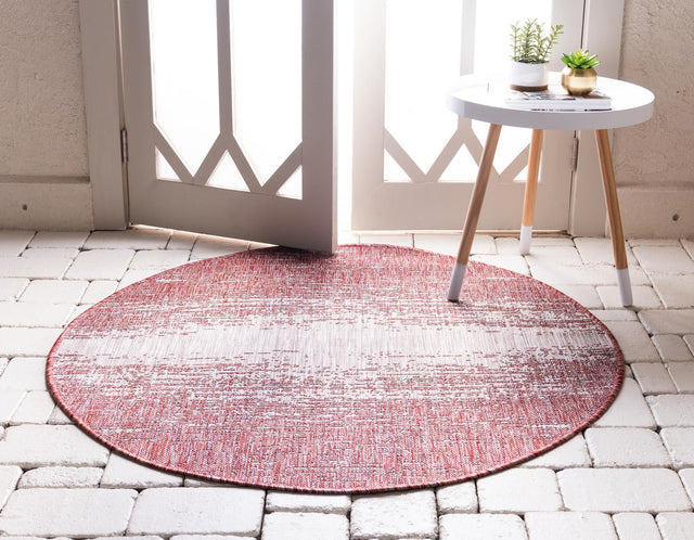 Rust Red 10' 8 x 10' 8 Outdoor Modern Round Area Rug Weather Resistant for Patio, Deck, Terrace, Balcony, Porch 100% Polypropylene Modern Outside Carpet for Sale at Rug Engine