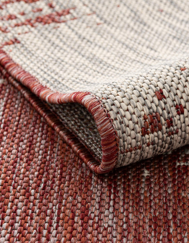 Rust Red 4' 1 x 4' 1 Outdoor Modern Round Area Rug Weather Resistant for Patio, Deck, Terrace, Balcony, Porch 100% Polypropylene Modern Outside Carpet for Sale at Rug Engine