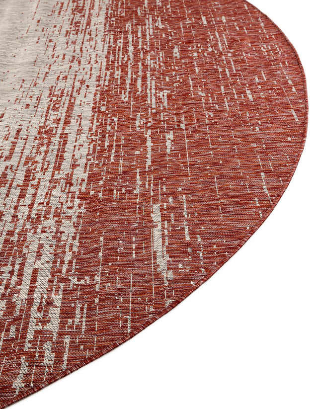 Rust Red 10' 8 x 10' 8 Outdoor Modern Round Area Rug Weather Resistant for Patio, Deck, Terrace, Balcony, Porch 100% Polypropylene Modern Outside Carpet for Sale at Rug Engine