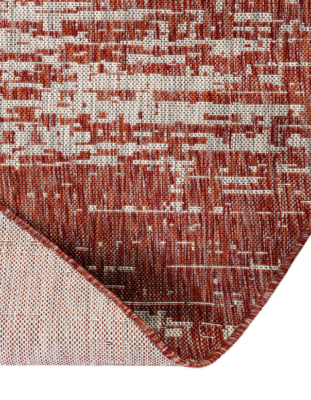 Rust Red 4' 1 x 4' 1 Outdoor Modern Round Area Rug Weather Resistant for Patio, Deck, Terrace, Balcony, Porch 100% Polypropylene Modern Outside Carpet for Sale at Rug Engine