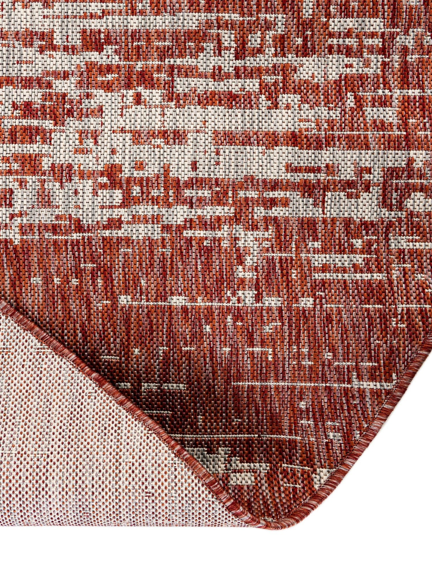 Rust Red 10' 8 x 10' 8 Outdoor Modern Round Area Rug Weather Resistant for Patio, Deck, Terrace, Balcony, Porch 100% Polypropylene Modern Outside Carpet for Sale at Rug Engine