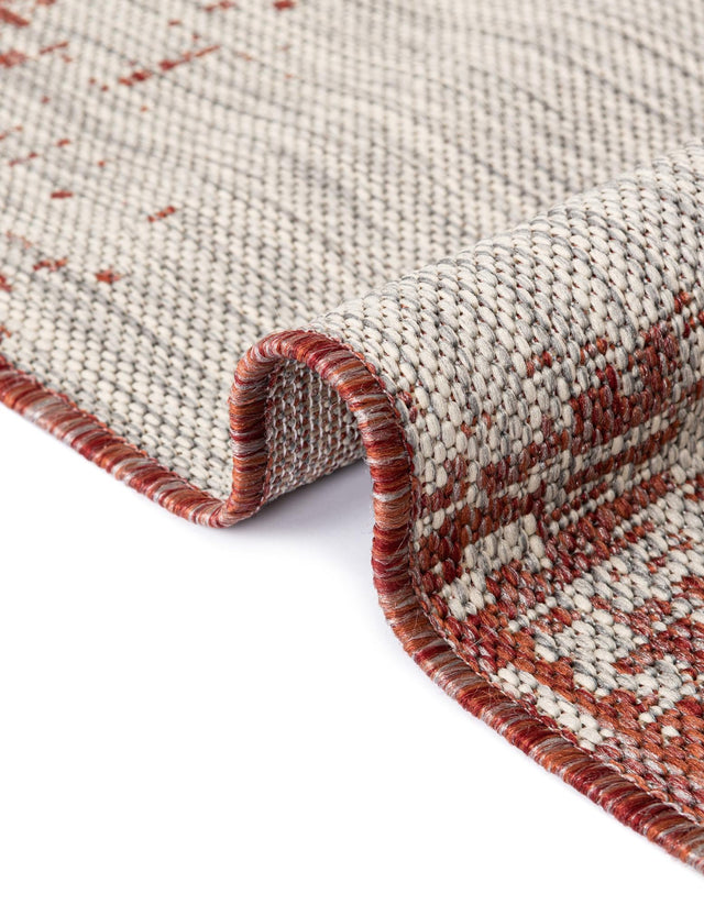Rust Red 4' 1 x 4' 1 Outdoor Modern Round Area Rug Weather Resistant for Patio, Deck, Terrace, Balcony, Porch 100% Polypropylene Modern Outside Carpet for Sale at Rug Engine