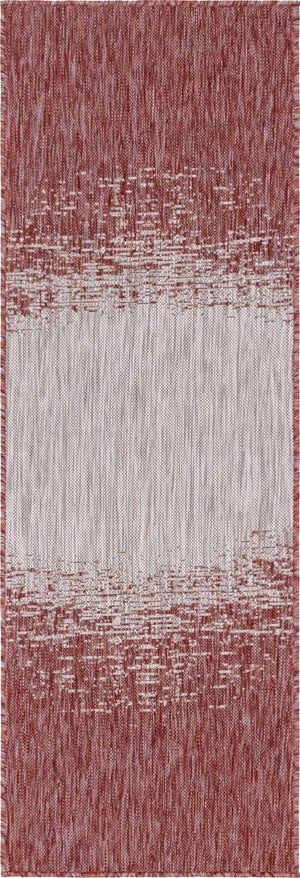 Rust Red 2' x 6' 1 Outdoor Modern Runner Area Rug Weather Resistant for Patio, Deck, Terrace, Balcony, Porch 100% Polypropylene Modern Outside Carpet for Sale at Rug Engine