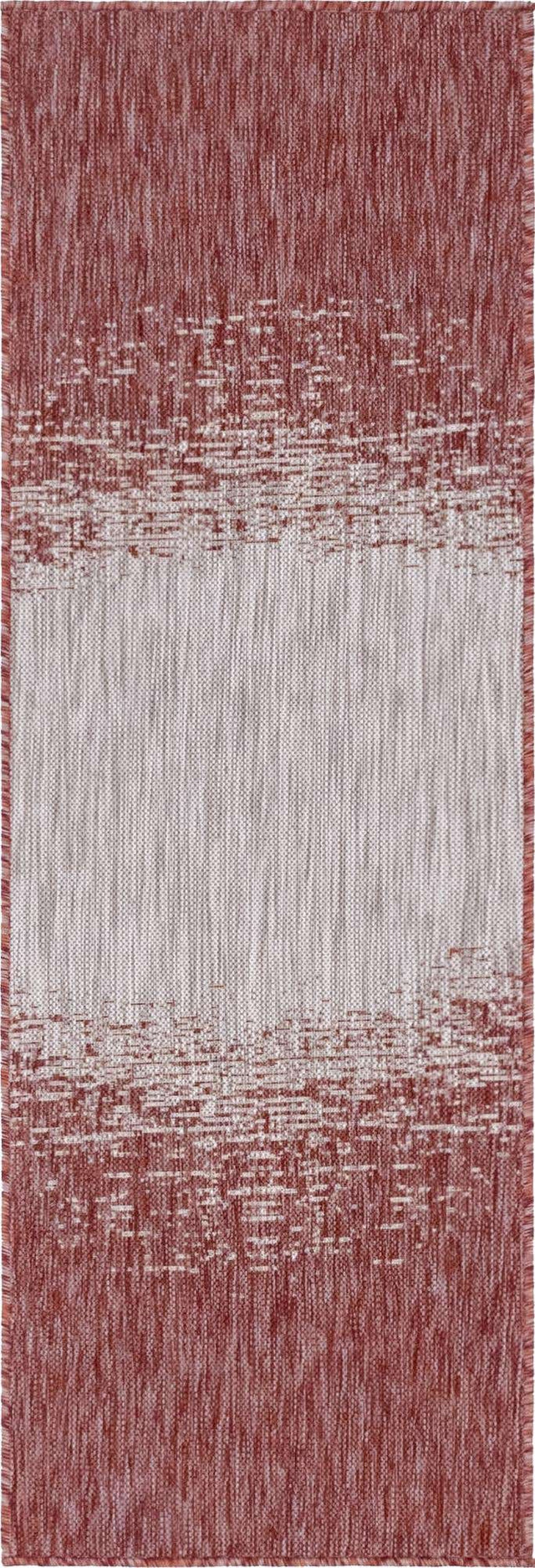 Rust Red 2' x 6' 1 Outdoor Modern Runner Area Rug Weather Resistant for Patio, Deck, Terrace, Balcony, Porch 100% Polypropylene Modern Outside Carpet for Sale at Rug Engine
