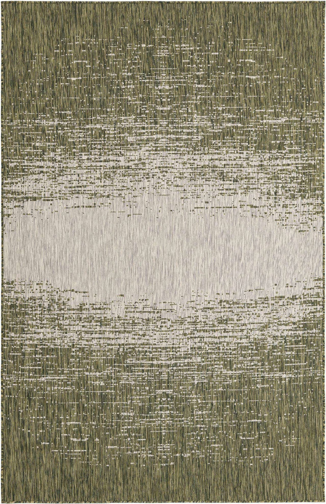 Green 6' 1 x 9' Outdoor Modern Rectangle Area Rug Weather Resistant for Patio, Deck, Terrace, Balcony, Porch 100% Polypropylene Modern Outside Carpet for Sale at Rug Engine