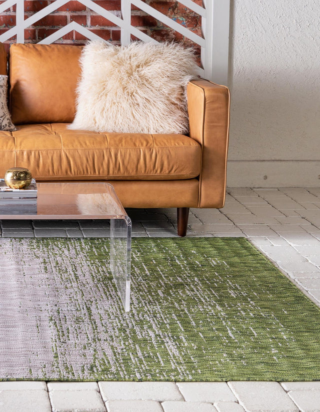 Green 5' 3 x 8' Outdoor Modern Rectangle Area Rug Weather Resistant for Patio, Deck, Terrace, Balcony, Porch 100% Polypropylene Modern Outside Carpet for Sale at Rug Engine