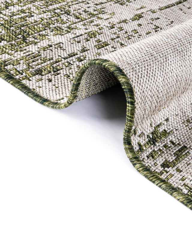 Green 4' 1 x 6' 1 Outdoor Modern Rectangle Area Rug Weather Resistant for Patio, Deck, Terrace, Balcony, Porch 100% Polypropylene Modern Outside Carpet for Sale at Rug Engine