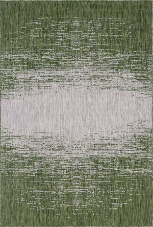 Green 4' 1 x 6' 1 Outdoor Modern Rectangle Area Rug Weather Resistant for Patio, Deck, Terrace, Balcony, Porch 100% Polypropylene Modern Outside Carpet for Sale at Rug Engine