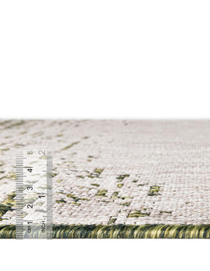 Green 4' 1 x 4' 1 Outdoor Modern Round Area Rug Weather Resistant for Patio, Deck, Terrace, Balcony, Porch