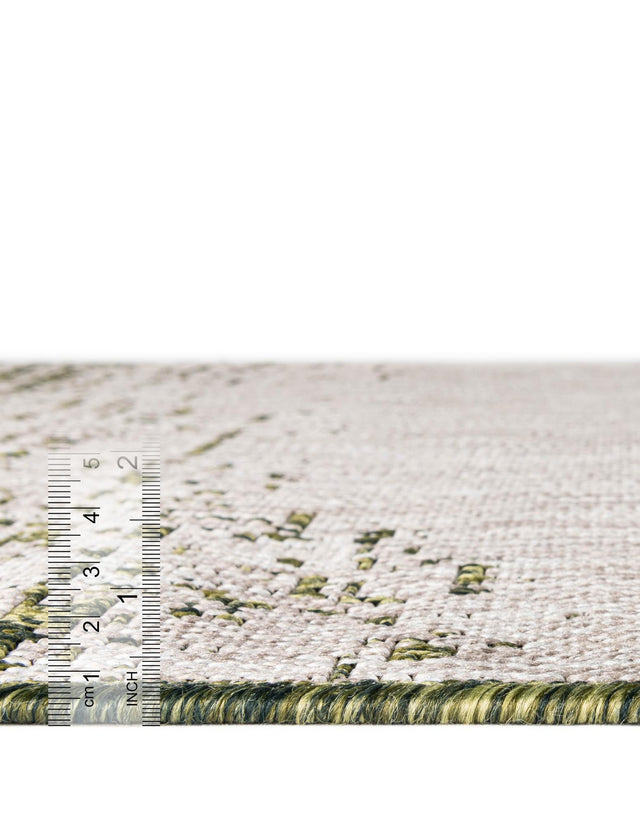 Green 4' 1 x 4' 1 Outdoor Modern Round Area Rug Weather Resistant for Patio, Deck, Terrace, Balcony, Porch