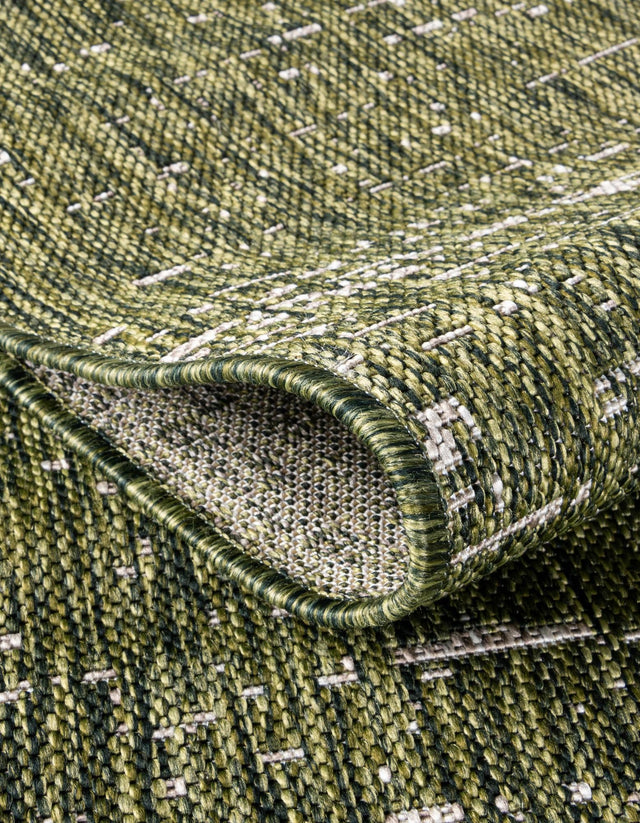 Green 4' 1 x 4' 1 Outdoor Modern Round Area Rug Weather Resistant for Patio, Deck, Terrace, Balcony, Porch
