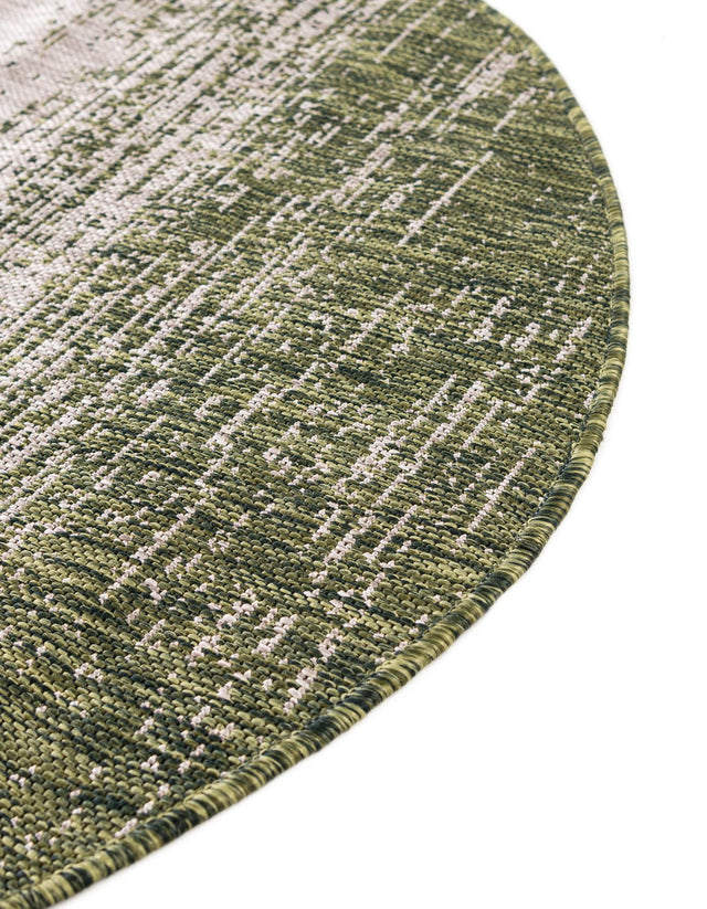 Green 10' 8 x 10' 8 Outdoor Modern Round Area Rug Weather Resistant for Patio, Deck, Terrace, Balcony, Porch 100% Polypropylene Modern Outside Carpet for Sale at Rug Engine