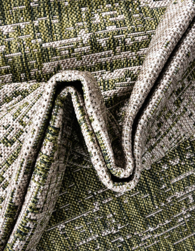 Green 4' 1 x 4' 1 Outdoor Modern Round Area Rug Weather Resistant for Patio, Deck, Terrace, Balcony, Porch