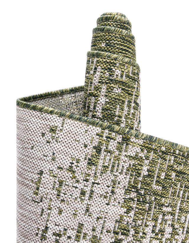 Green 13' 1 x 13' 1 Outdoor Modern Round Area Rug Weather Resistant for Patio, Deck, Terrace, Balcony, Porch 100% Polypropylene Modern Outside Carpet for Sale at Rug Engine