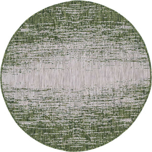 Green 4' 1 x 4' 1 Outdoor Modern Round Area Rug Weather Resistant for Patio, Deck, Terrace, Balcony, Porch