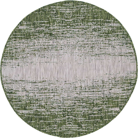 Green 4' 1 x 4' 1 Outdoor Modern Round Area Rug Weather Resistant for Patio, Deck, Terrace, Balcony, Porch