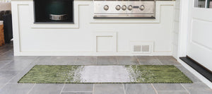 Green 2' x 6' 1 Outdoor Modern Runner Area Rug Weather Resistant for Patio, Deck, Terrace, Balcony, Porch 100% Polypropylene Modern Outside Carpet for Sale at Rug Engine