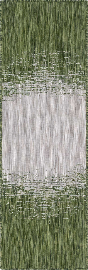 Green 2' x 6' 1 Outdoor Modern Runner Area Rug Weather Resistant for Patio, Deck, Terrace, Balcony, Porch 100% Polypropylene Modern Outside Carpet for Sale at Rug Engine