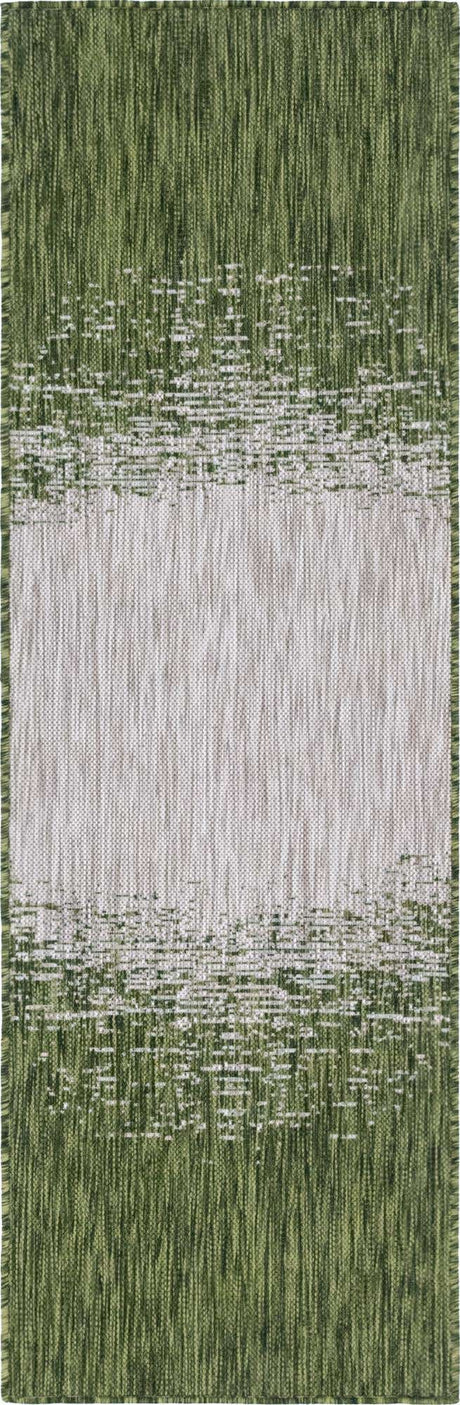 Green 2' x 6' 1 Outdoor Modern Runner Area Rug Weather Resistant for Patio, Deck, Terrace, Balcony, Porch 100% Polypropylene Modern Outside Carpet for Sale at Rug Engine